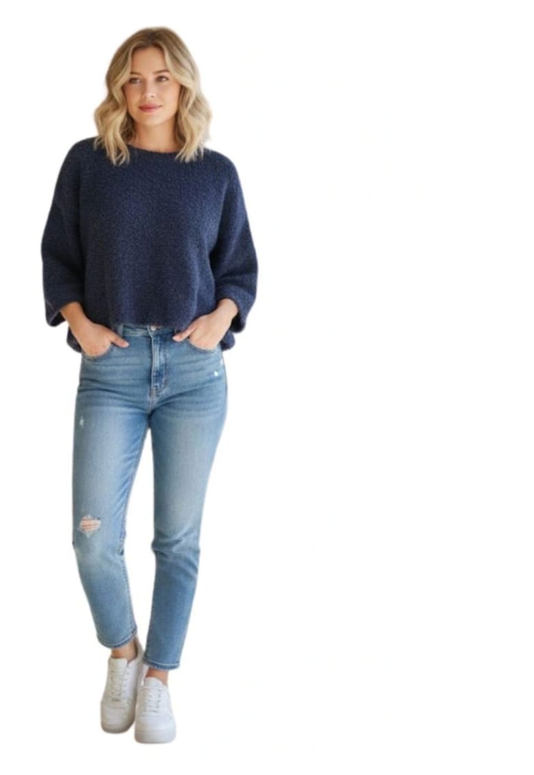 Pulover crop moale supradimensionat -