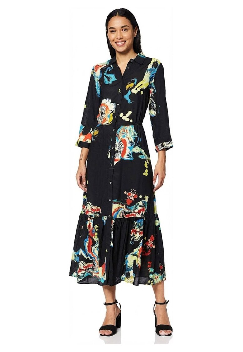 Rochie-camasa midi cu imprimeu Bruselas -