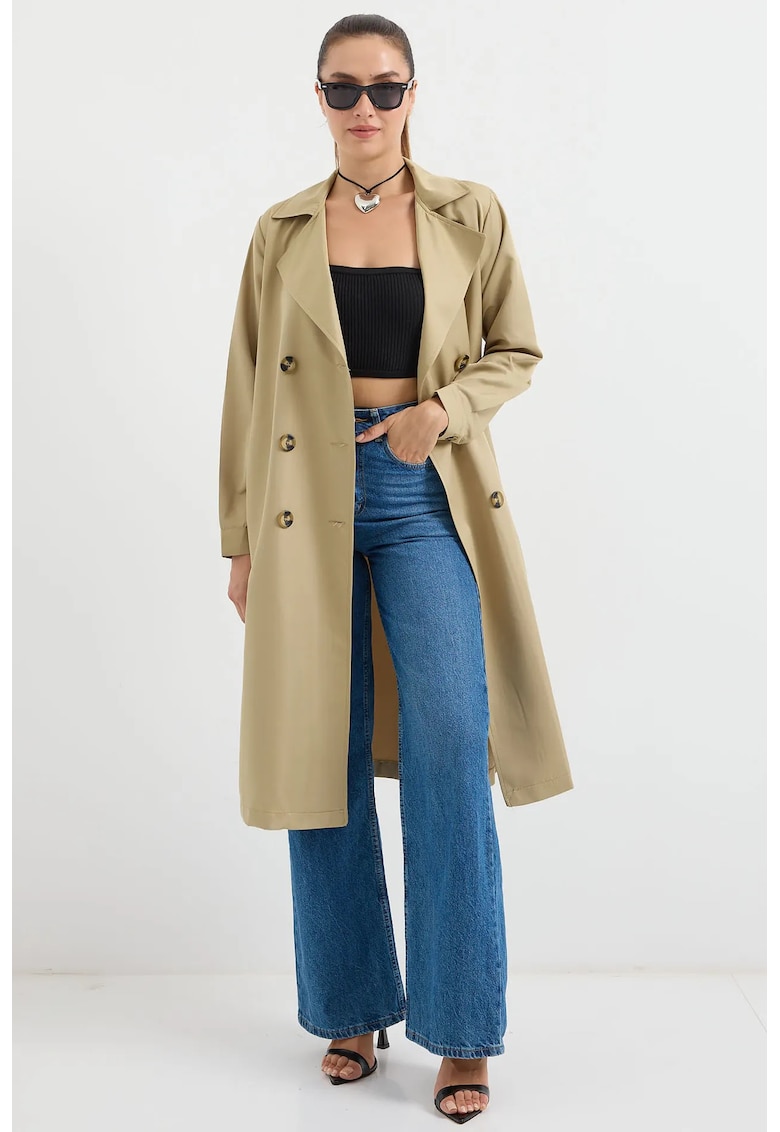 Palton dama - lung - bej - textil