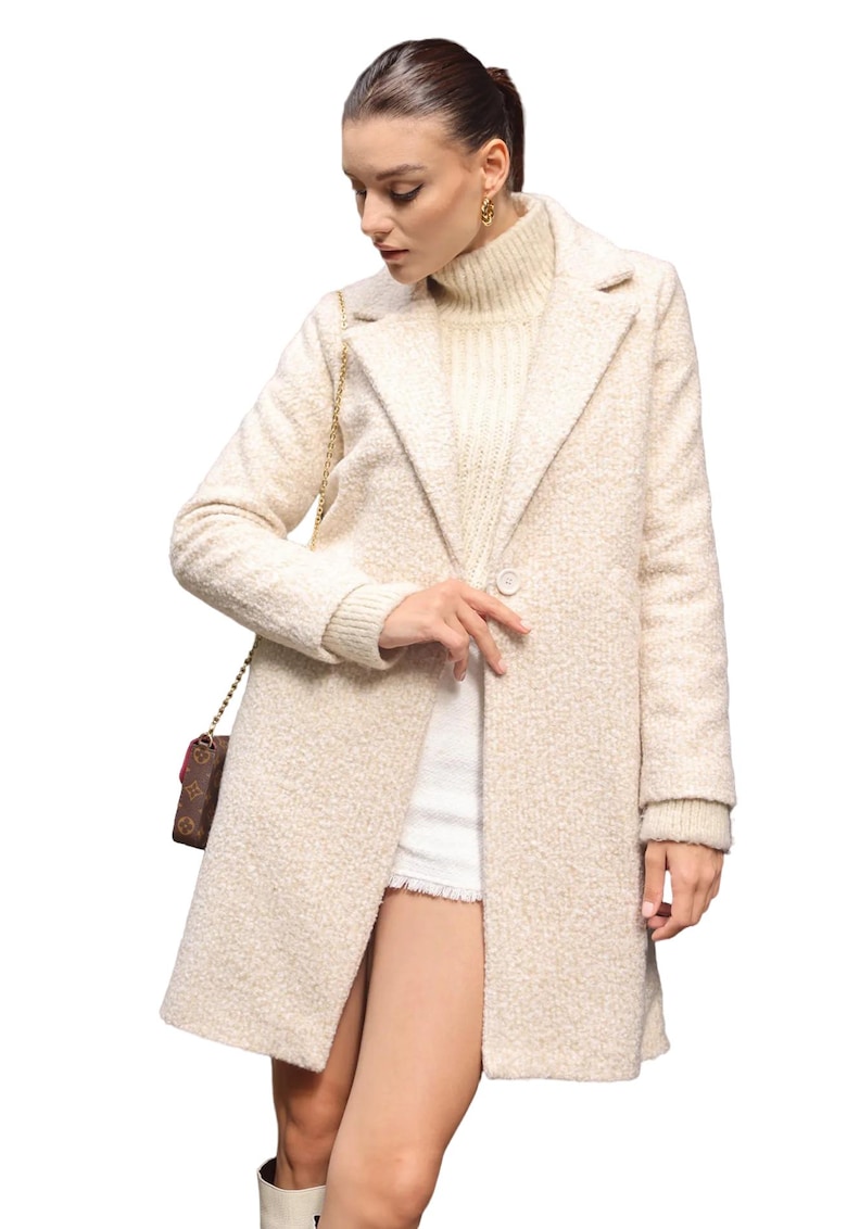 Palton dama - supradimensionat - crem natural - textil