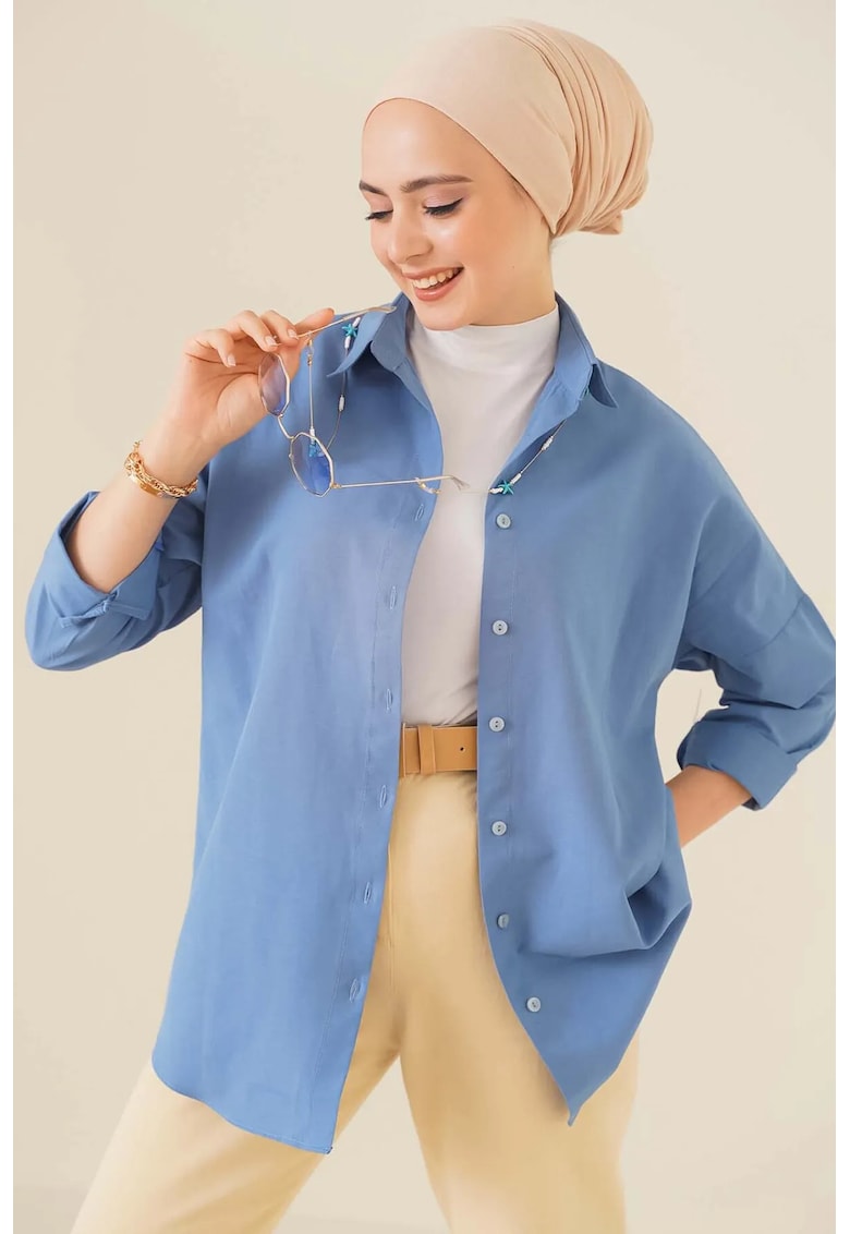 Camasa poplin - bumbac - albastru