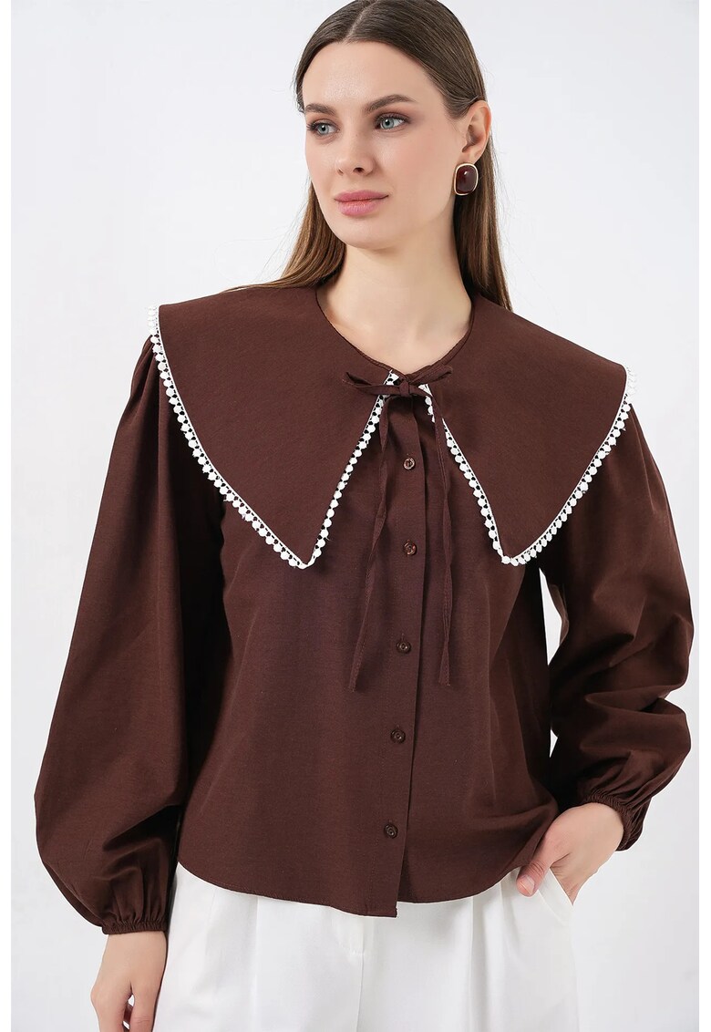 Camasa Poplin - maro - bumbac