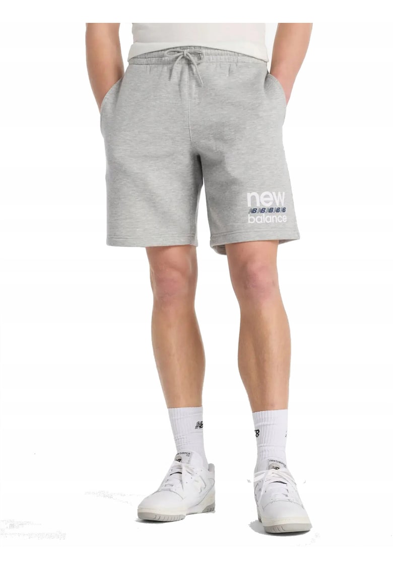 Pantaloni scurti uni - cu imprimeu logo - Gri