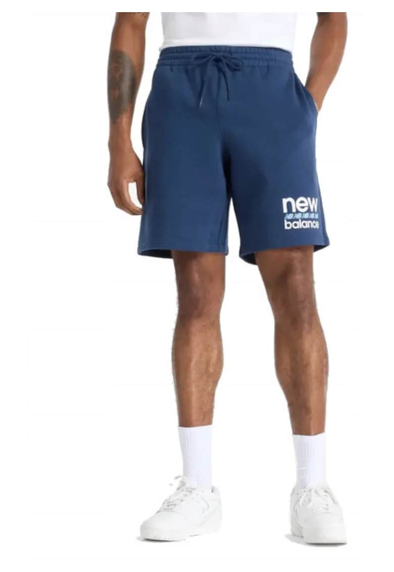 New Balance Pantaloni scurti uni - cu imprimeu logo - Albastru