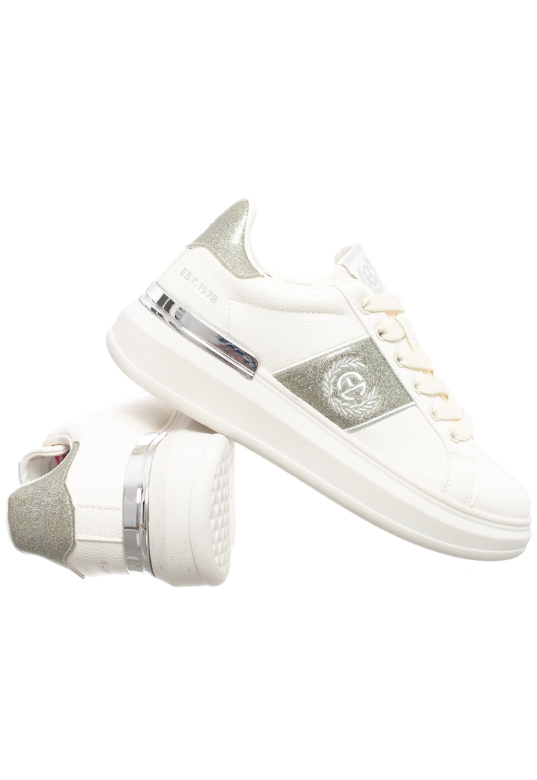 Pantofi sport dama Liza - sintetic/textil - alb/argintiu