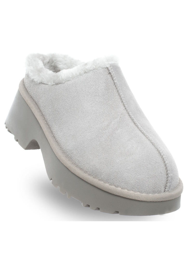 Soprani Couture Saboti dama - piele naturala/textil - gri