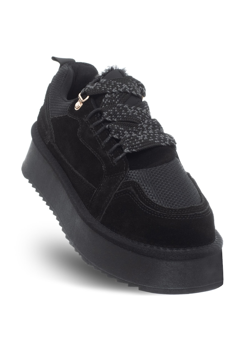 Soprani Couture Pantofi dama - piele naturala/textil - toamna-iarna - cu platforma - negru