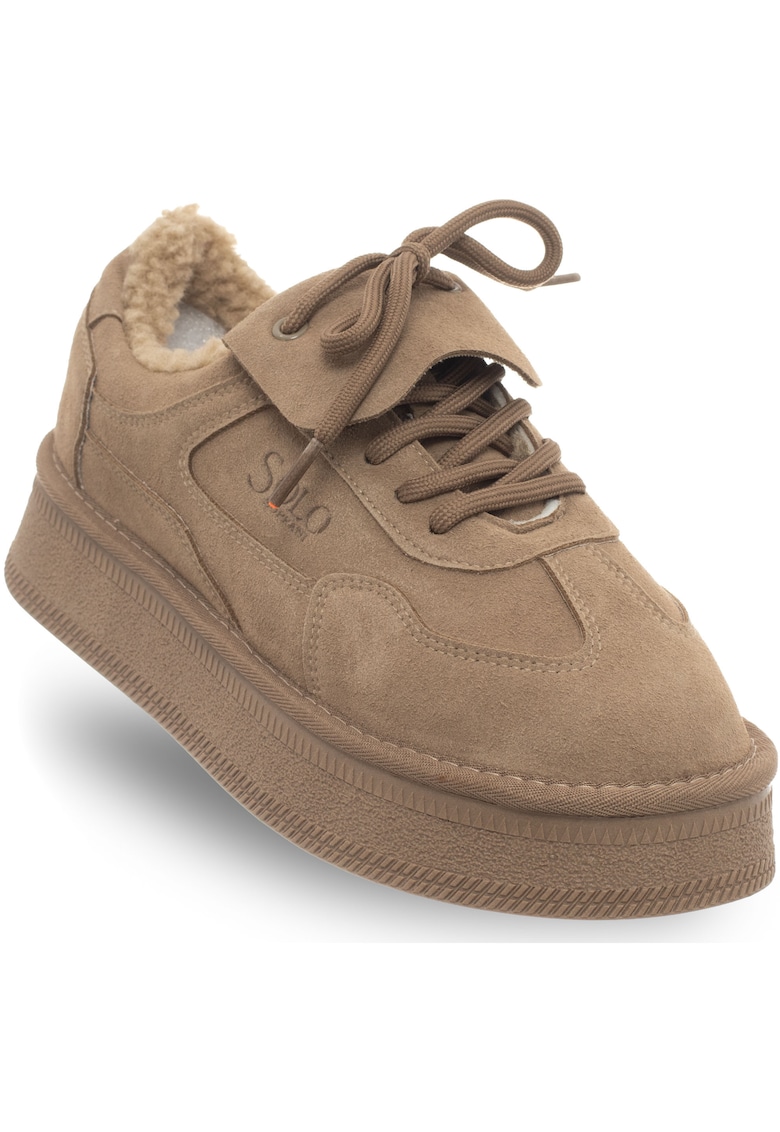 Pantofi dama - piele naturala/textil - bej