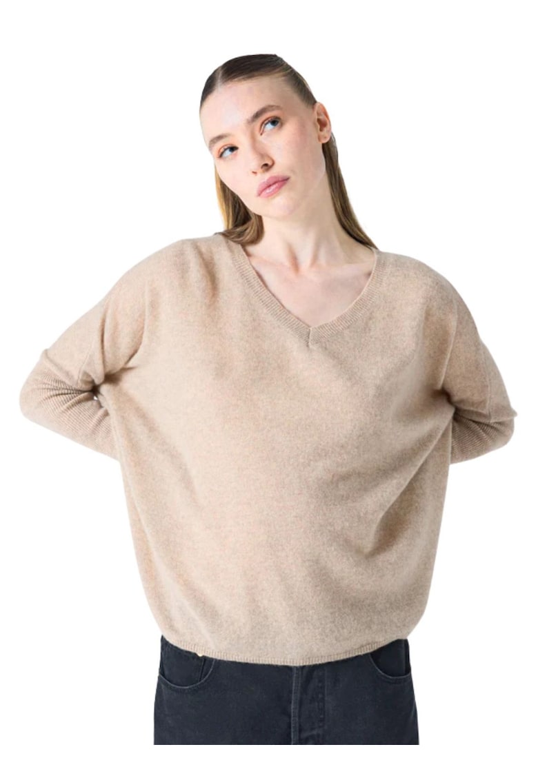 Pulover lejer din casmir cu decoltu in V