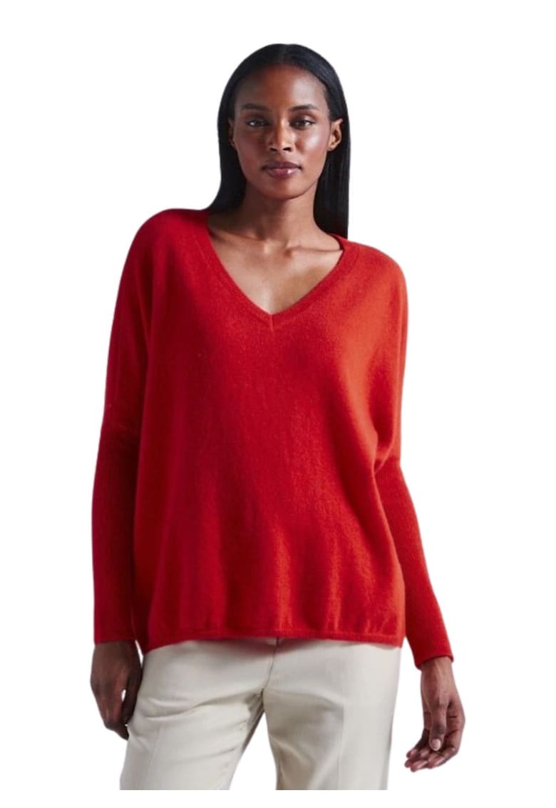 Pulover supradimensionat din casmir cu decolteu in V Camille -