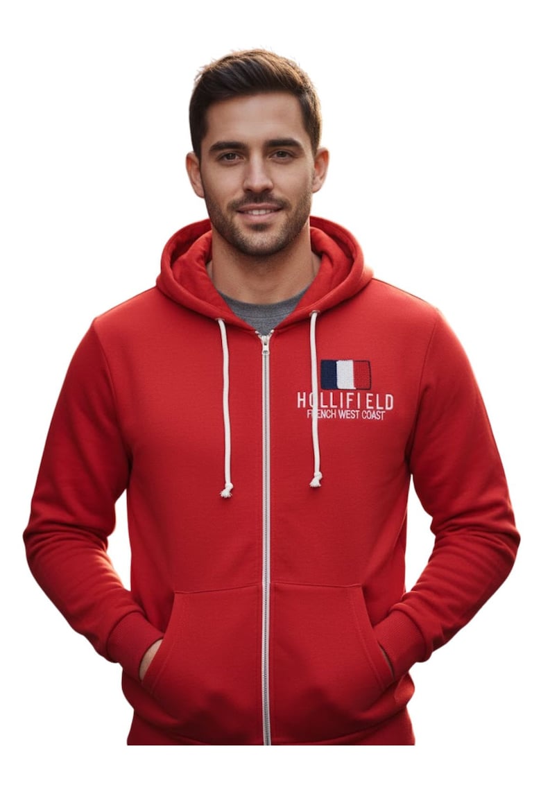 Hanorac cu fermoar si imprimeu logo -