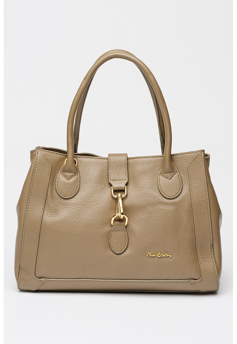 Geanta shopper din piele cu logo - Gri inchis