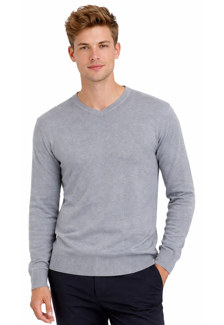 Pulover barbati - B-6425 - gri material de calitatedwqf