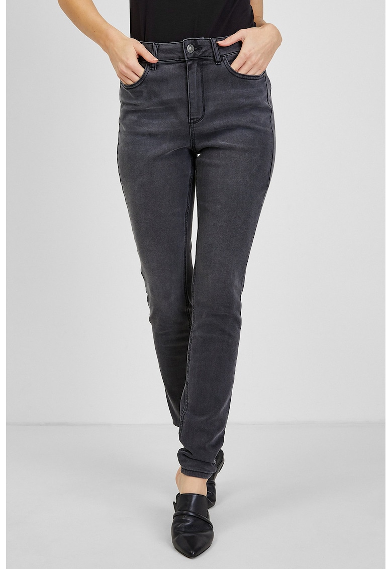 Blugi skinny cu talie inalta - Gri inchis