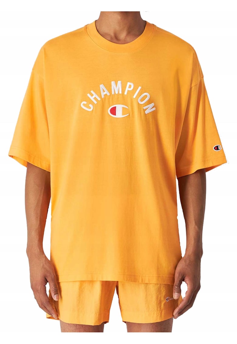 Champion Tricou lejer cu imprimeu logo si maneci cazute
