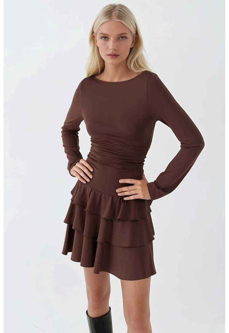 Rochie mini - maro cafeniu - jerseu