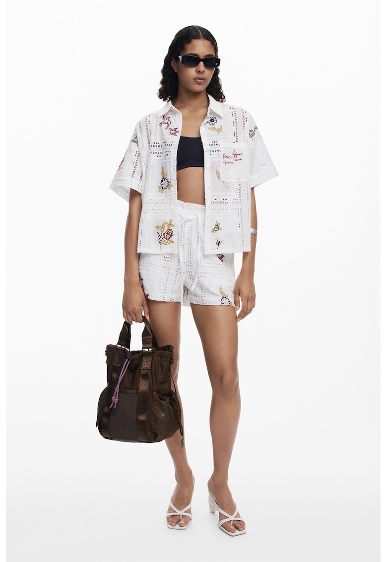 Camasa cu maneci scurte si broderie