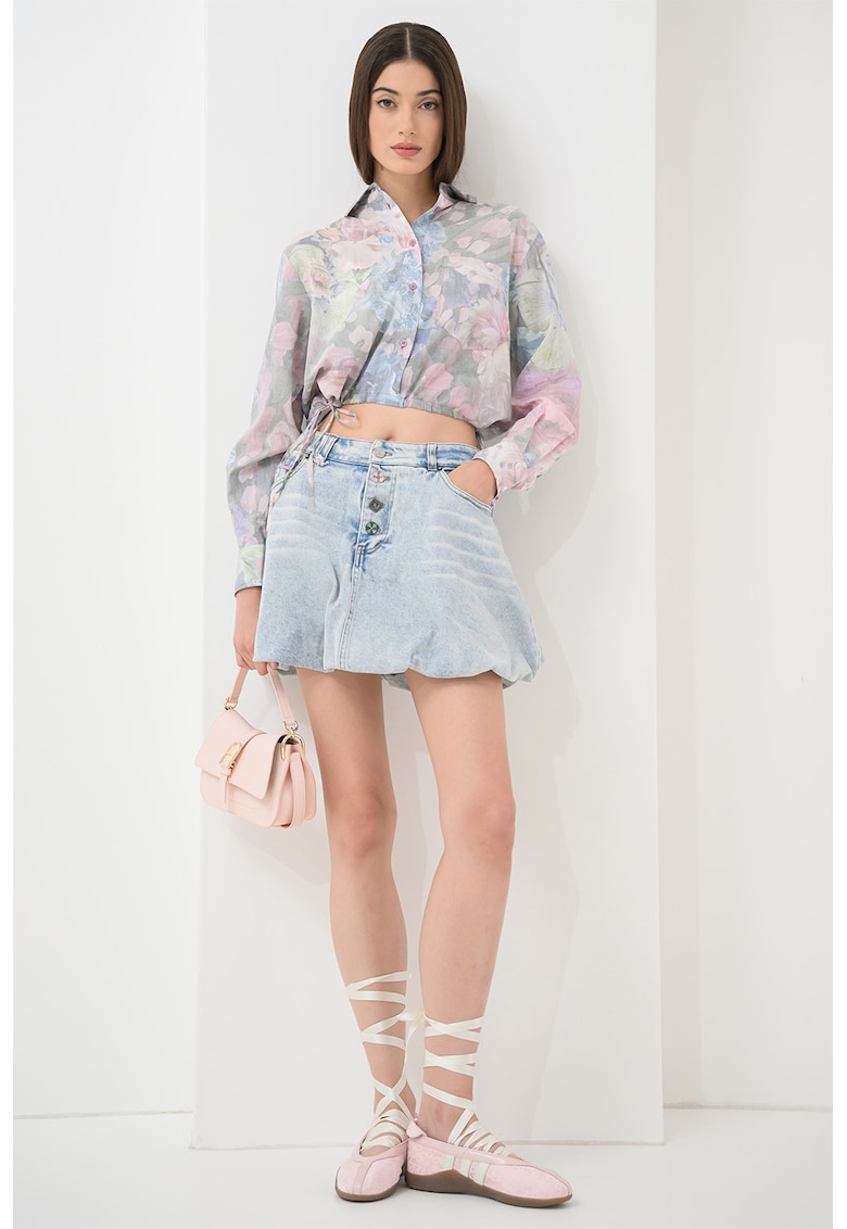 Desigual Fusta evazata din denim - Albastru deschis