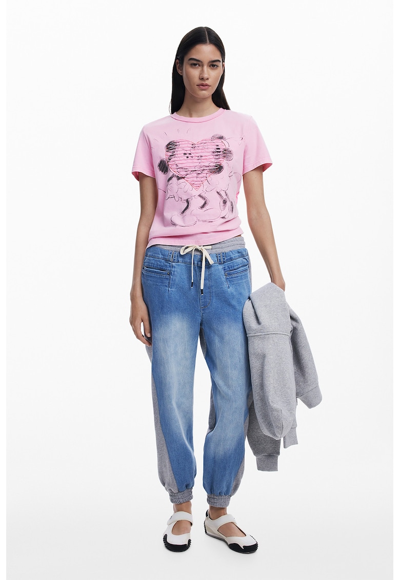 Tricou din bumbac cu imprimeu cu Mickey&Minnie