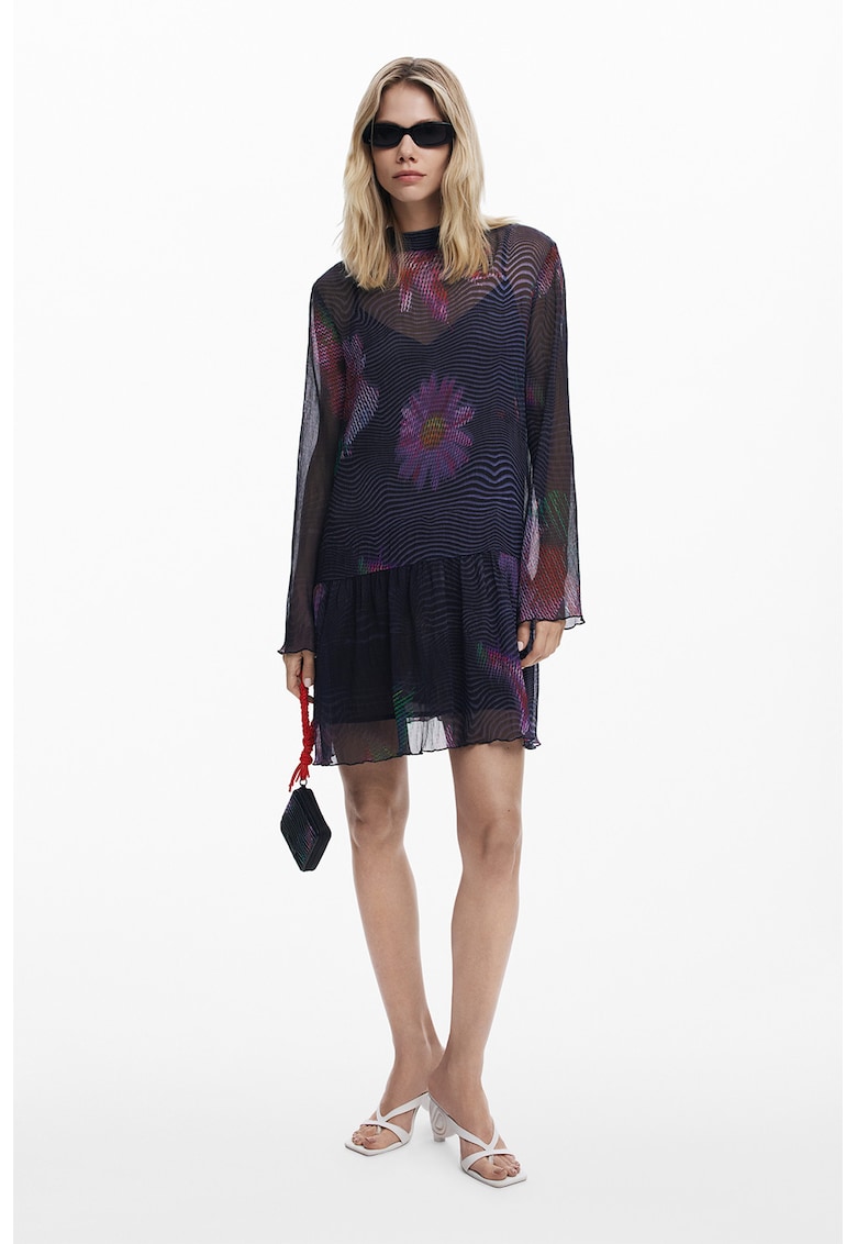 Rochie mini cu imprimeu - Negru