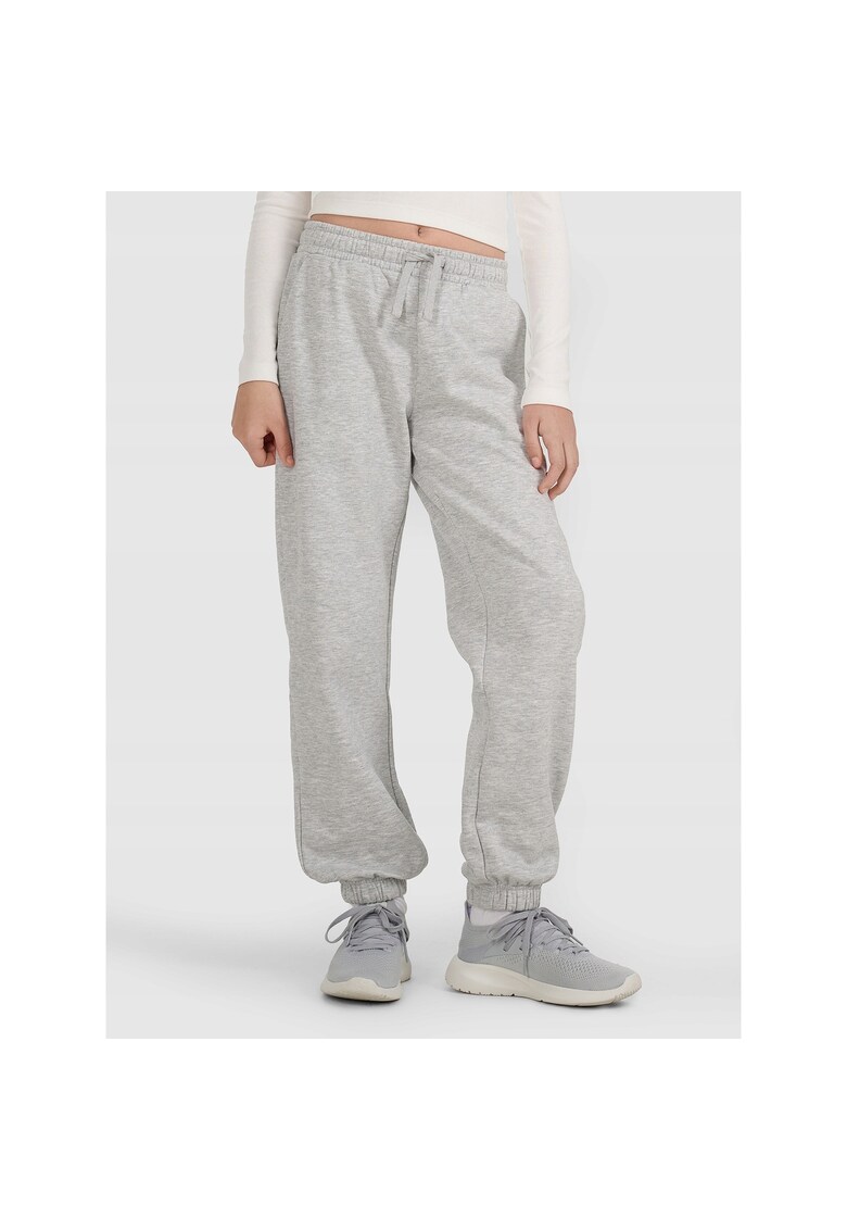 Pantaloni sport fete bumbac/poliester - gri