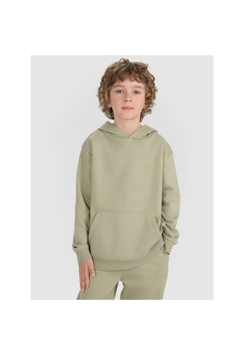 Hanorac pentru baieti - verde - bumbac - gluga - croiala oversize - fara fermoar