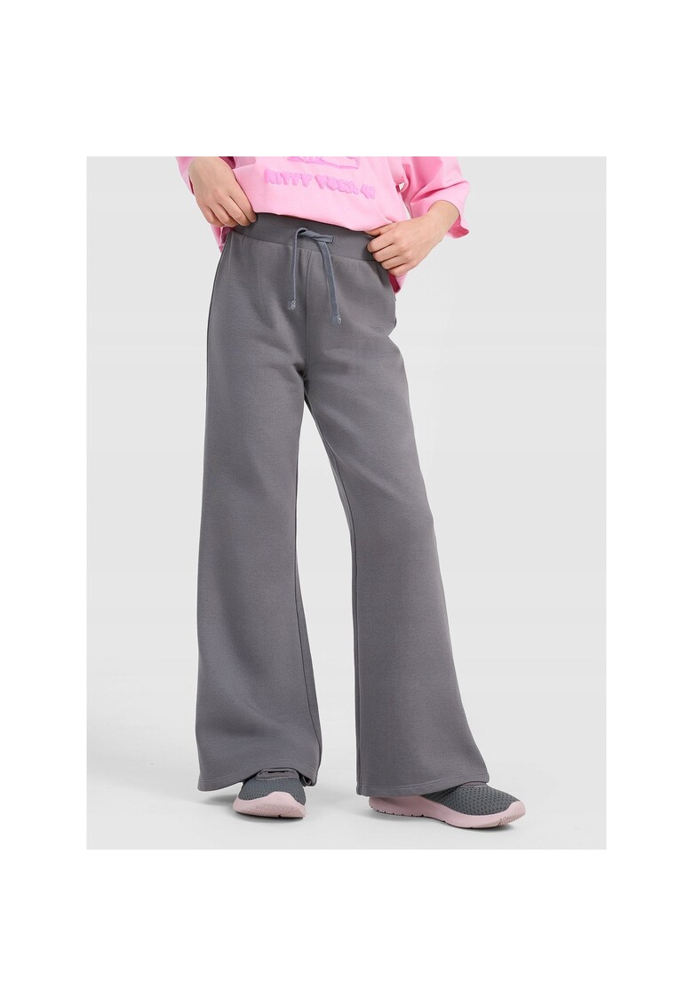 Pantaloni sport fete - largi - gri - bumbac/poliester -