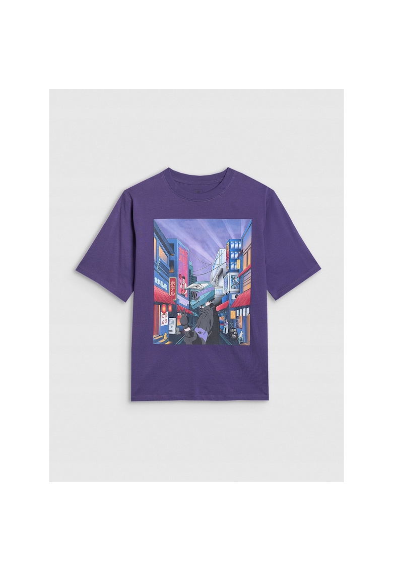Tricou oversize baieti - imprimeu - Mov