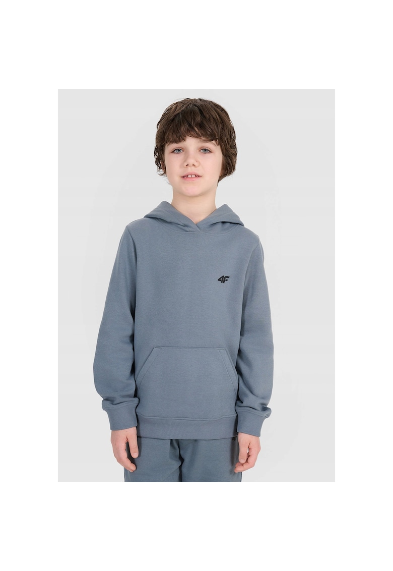 Hanorac copii - gluga - interior periat - albastru - bumbac -