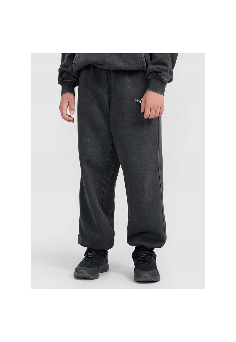 Pantaloni sport copii - jogger - gri - bumbac si poliester - interior periat
