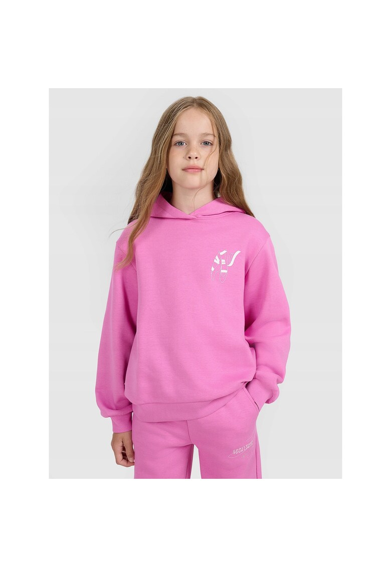 Hanorac pentru fete - roz - bumbac - gluga - croiala oversize