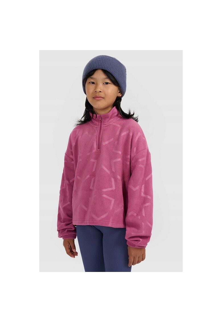 Hanorac copii oversize - guler roz - poliester - Roz