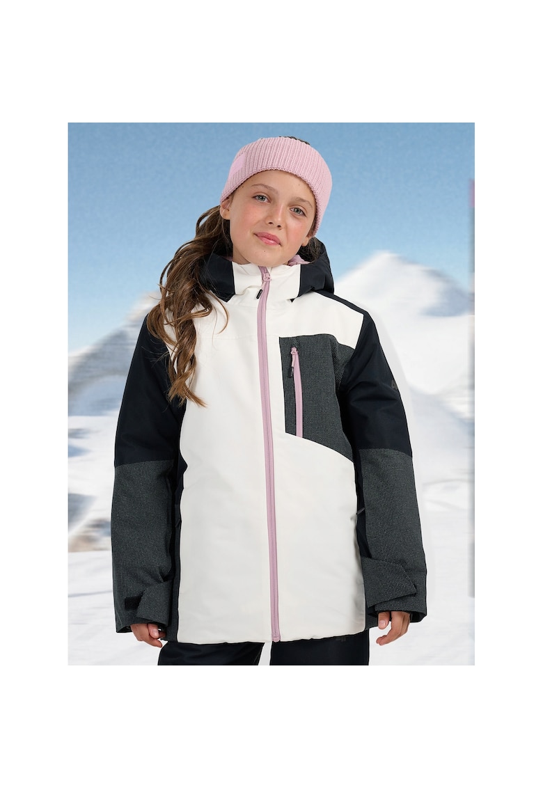 Geaca snowboard fete NeoDry 10000 - alb - izolatie usoara - gluga reglabila