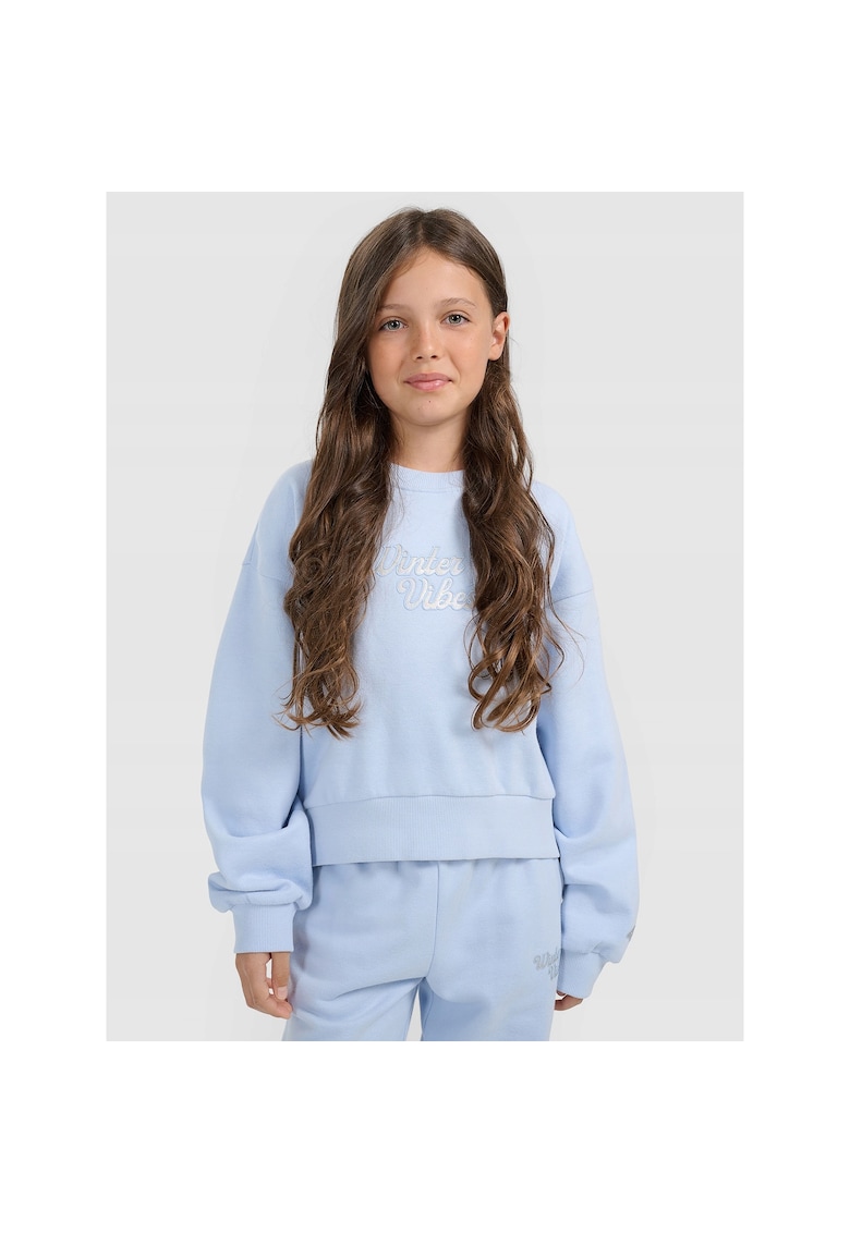 Hanorac copii de trening - croiala scurta - albastru - bumbac