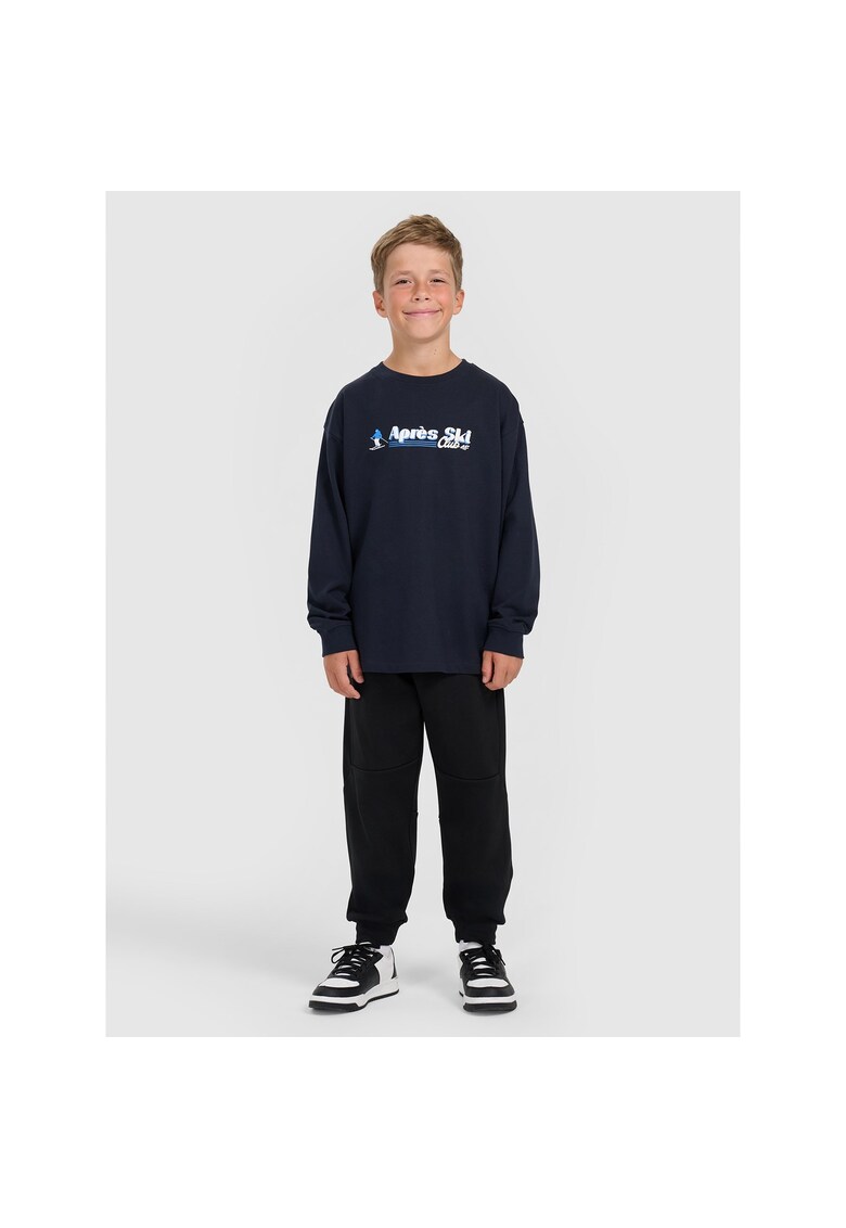 Pantaloni sport copii - joggeri negri - talie reglabila - poliester -