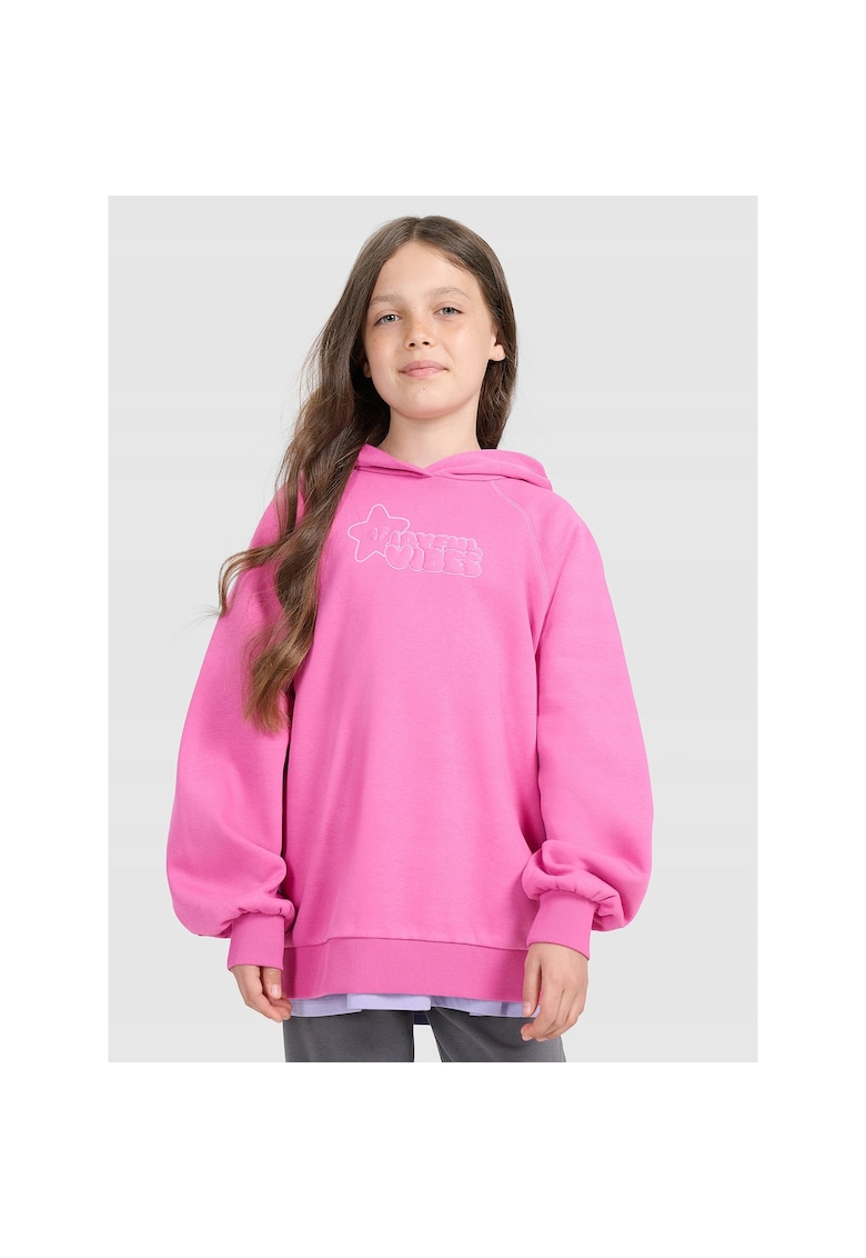 Hanorac copii oversize - roz - bumbac/poliester