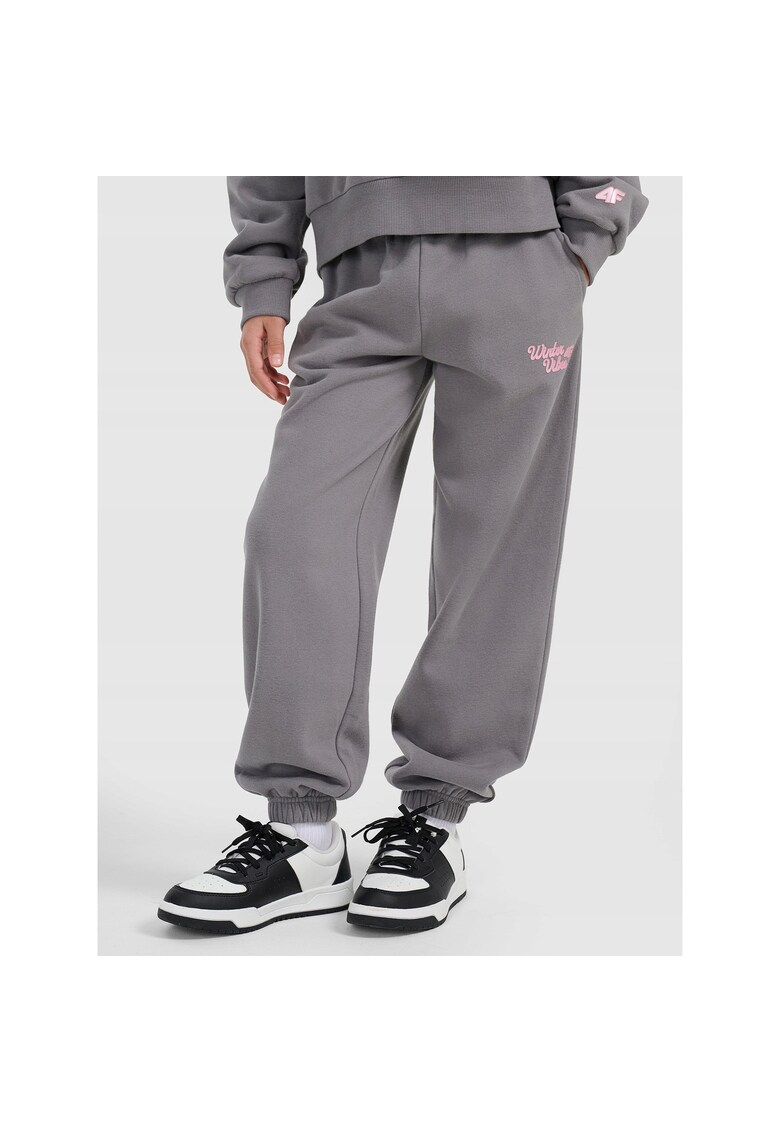 Pantaloni sport fete bumbac - gri