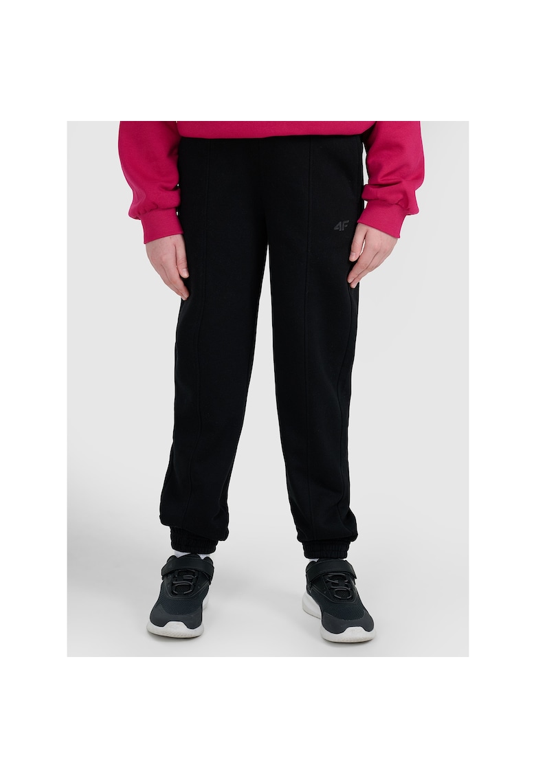 Pantaloni sport fete - bumbac/poliester - negru