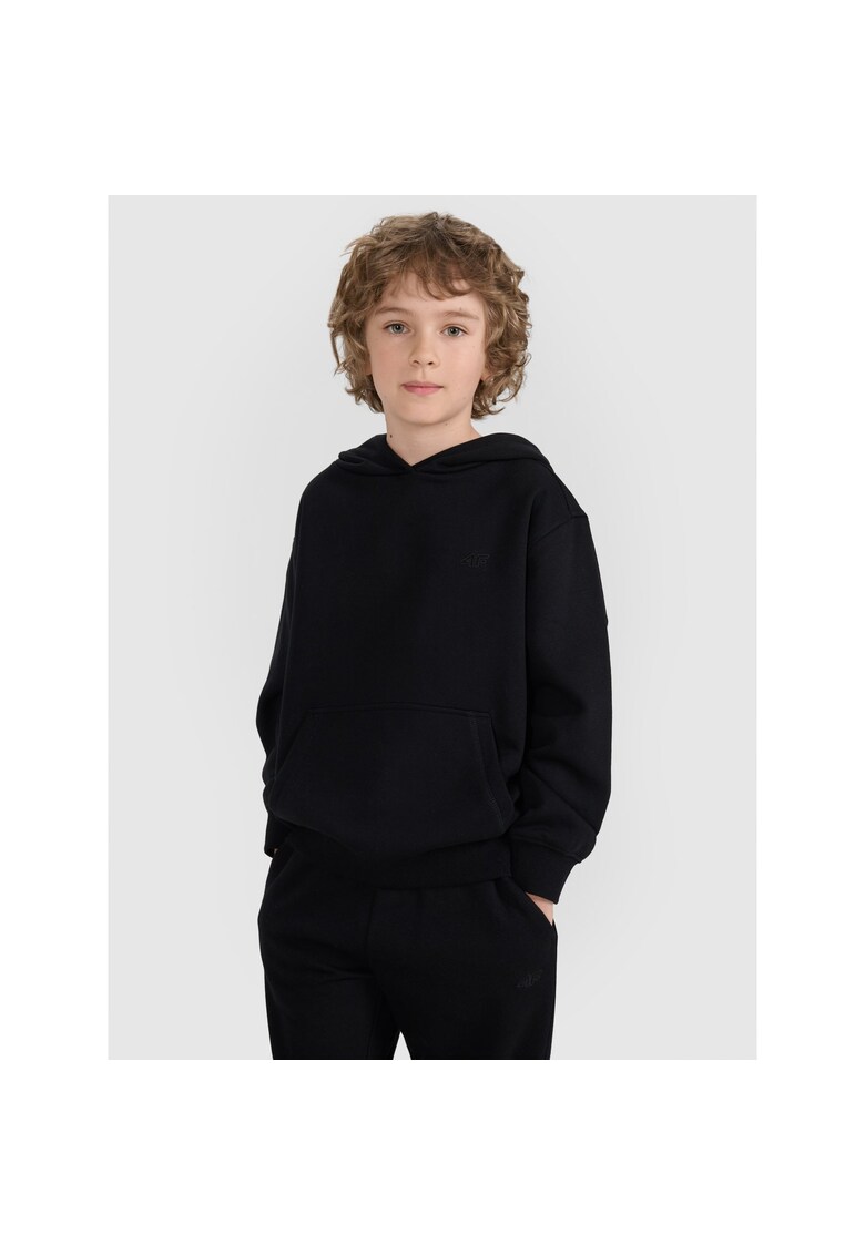 Hanorac copii negru - bumbac/poliester - gluga