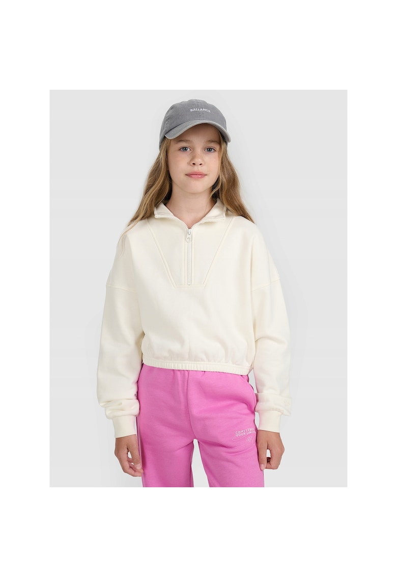 Hanorac copii de trening fete - oversize - alb - bumbac|poliester