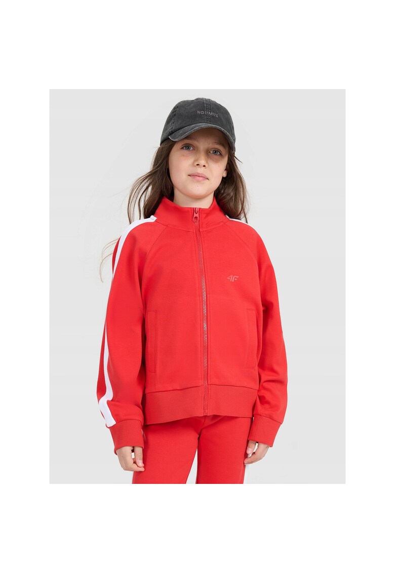 Hanorac copii rosu - bumbac si poliester - croiala oversize - guler ridicat