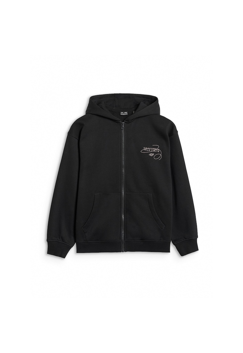 Hanorac copii gluga - oversize - negru - bumbac/poliester