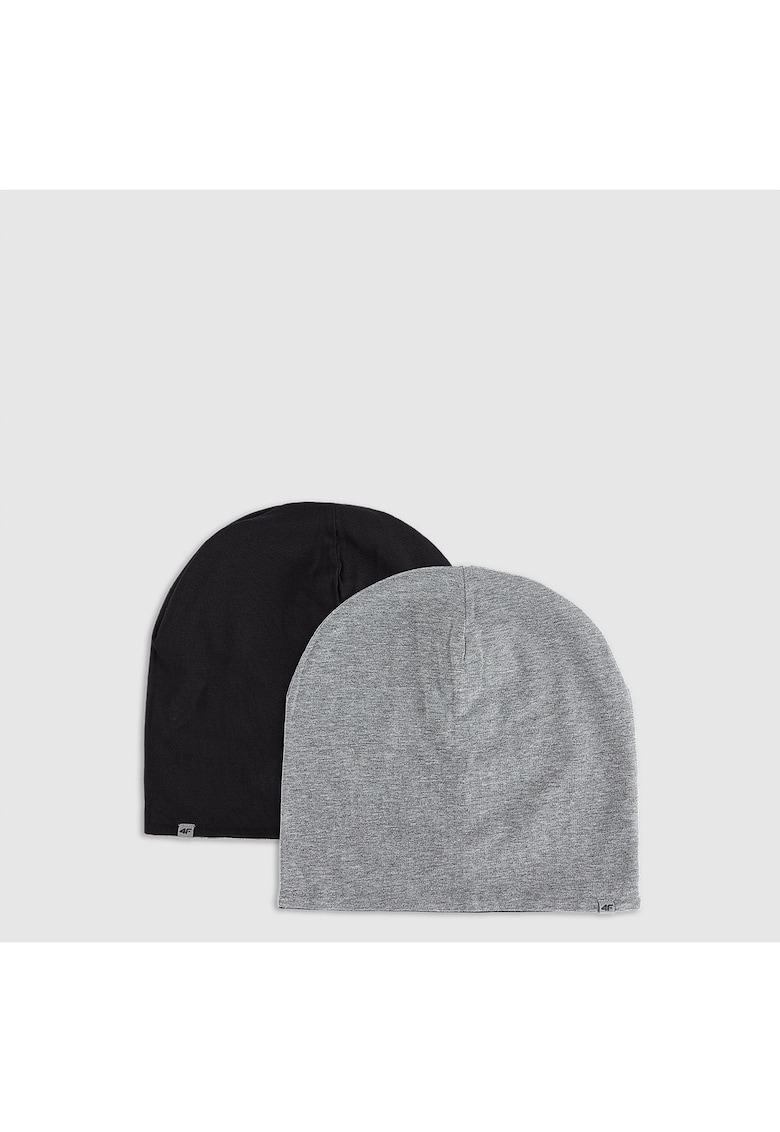 Caciula cu doua fete pentru copii - unisex - gri/negru - universala