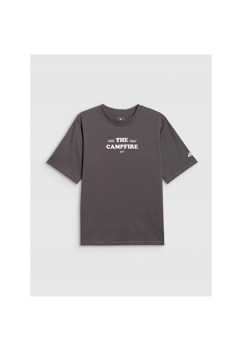 Tricou copii - larg - imprimeu - gri - bumbac