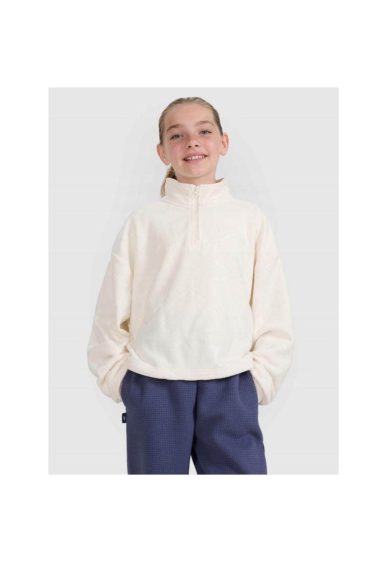 Hanorac copii - guler inalt - alb - poliester -
