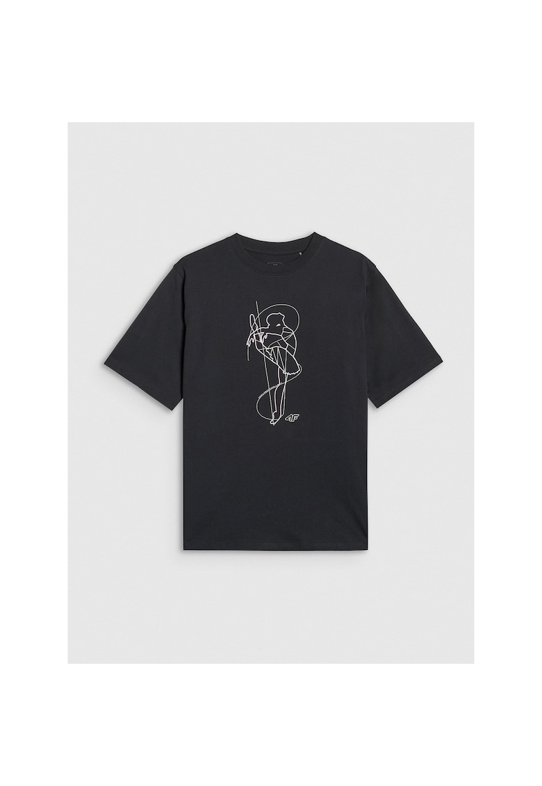 Tricou oversize pentru fete - negru - bumbac