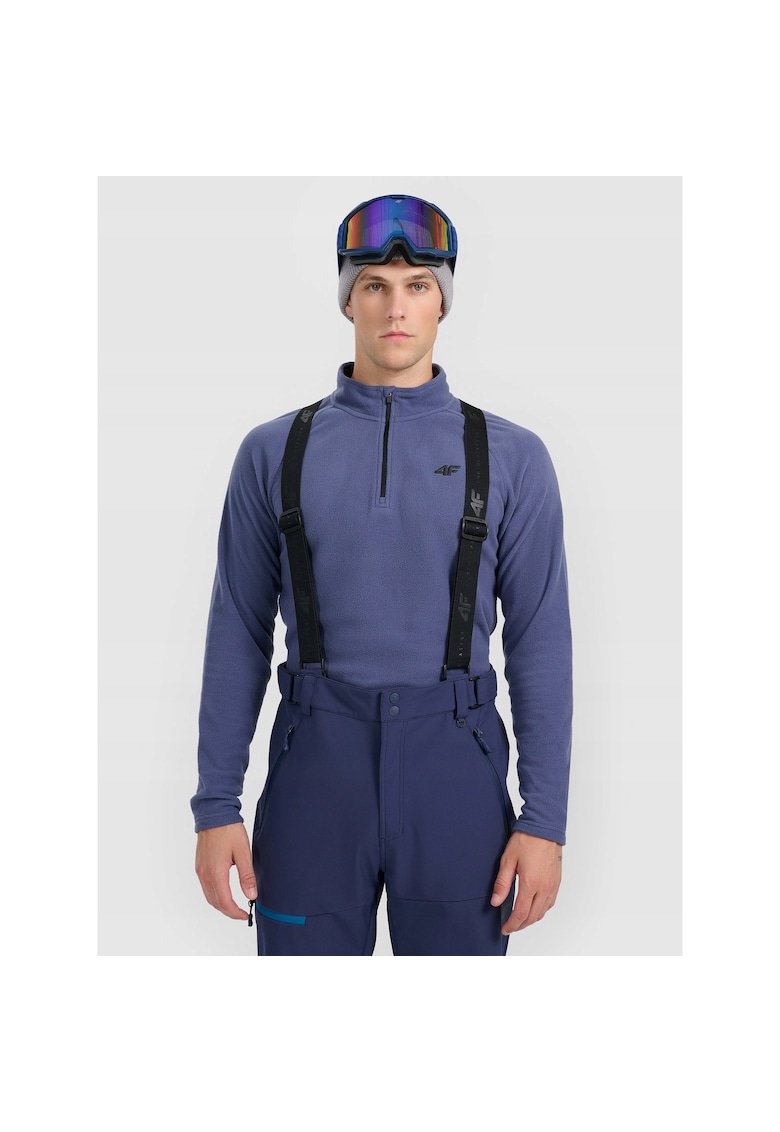Hanorac sport fleece termoactiv - pentru barbati - guler inalt - croiala slim - Albastru