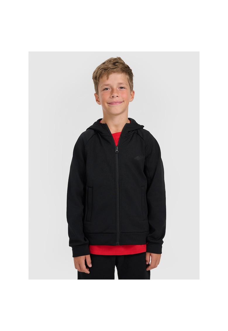 Hanorac sport pentru baieti - negru - captusit - cu gluga
