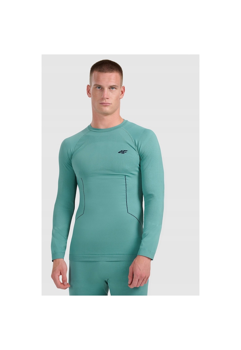 Bluza termica fara cusaturi barbati - tehnologie 4FSkin - slim fit - poliester - turcoaz -
