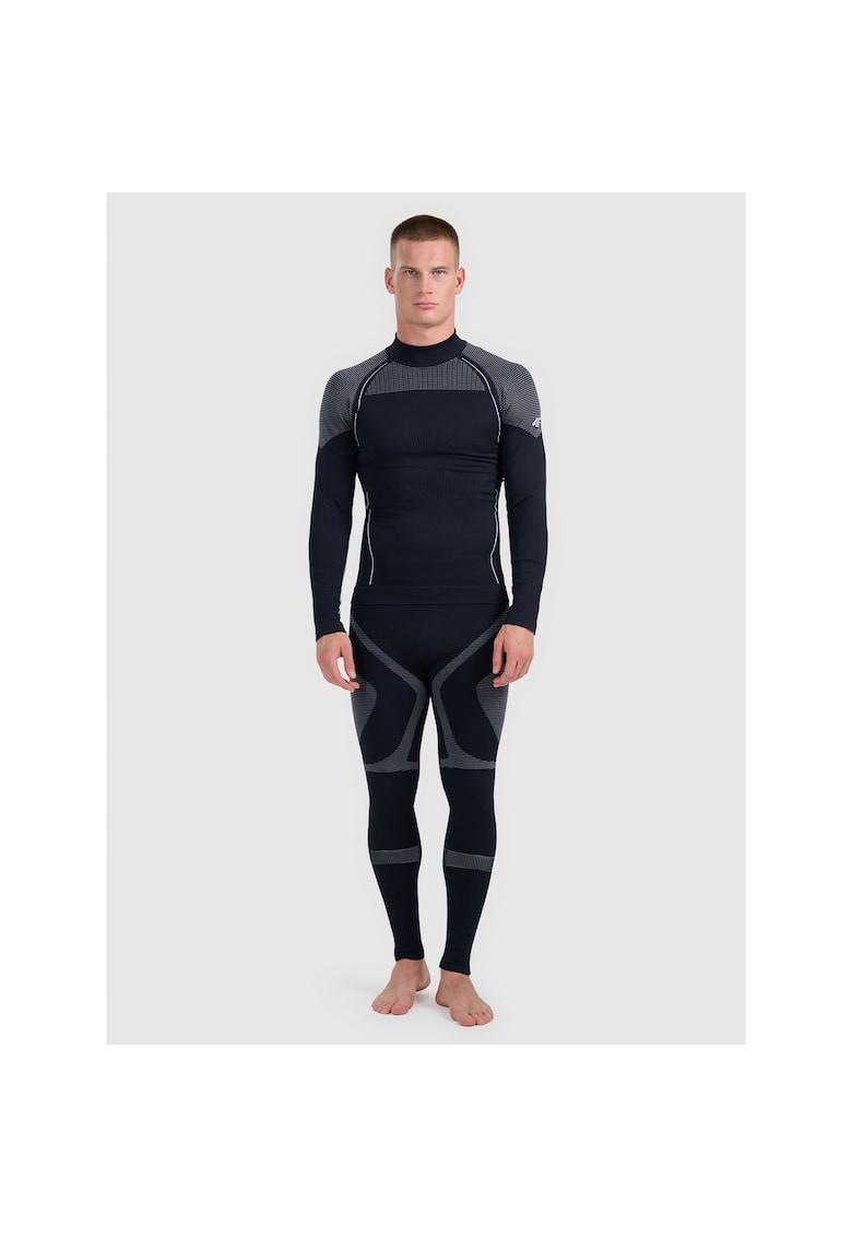 Pantaloni termoactivi pentru barbati - negru - fara cusaturi - poliester -